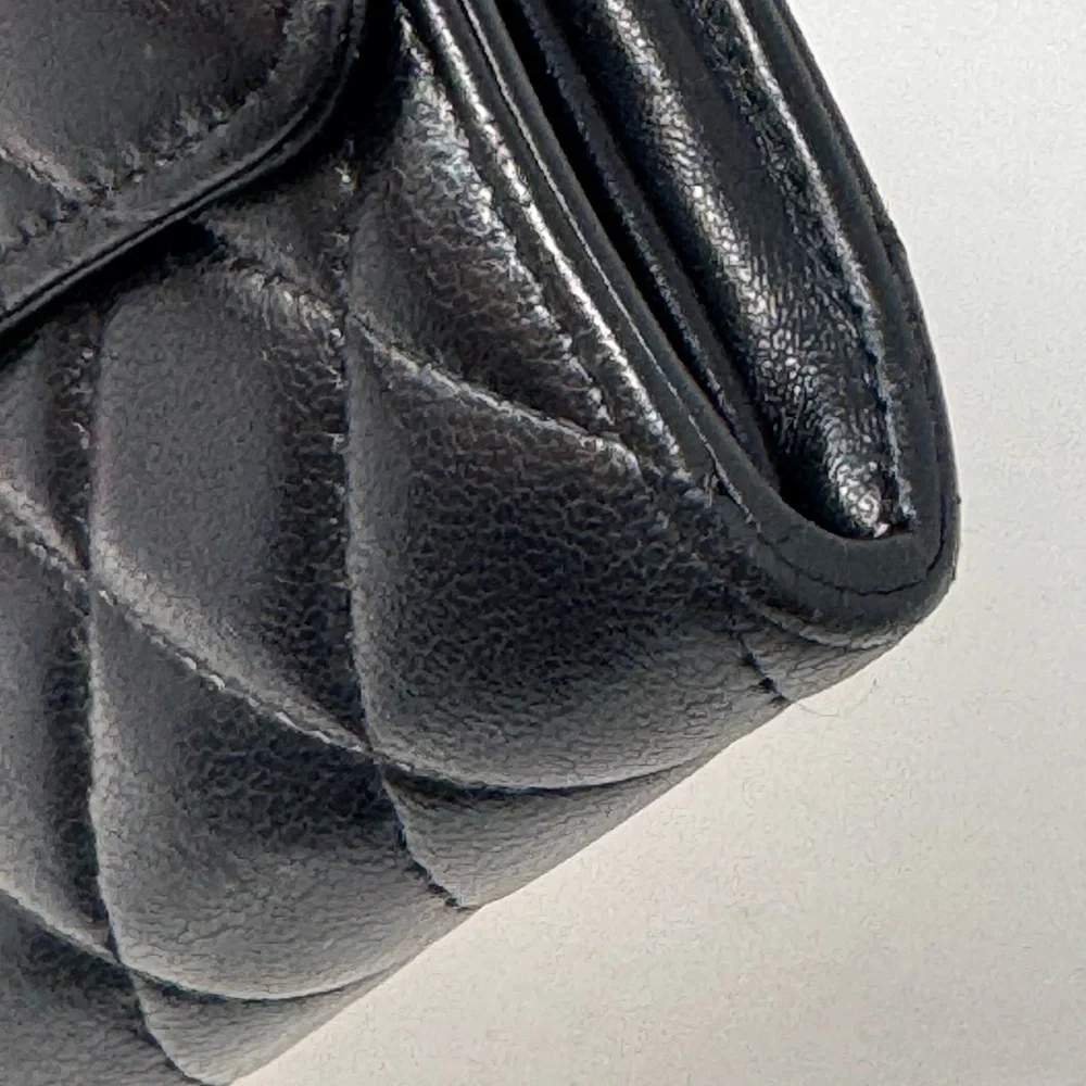 💯Authentic CHANEL Black Quilted Lambskin Classic Flap Continental Wallet
